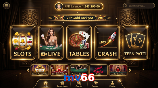 Main screen of Mv66 casino page for PK players